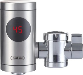 Нагревател за вода Rosberg R57100J, 3300W, 30-60°C, Дисплей, Стенен монтаж, IPX4, Инокс