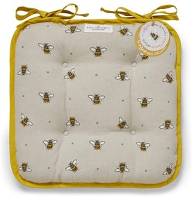 Бежова и жълта памучна възглавница за сядане Bumble Bees - Cooksmart ®