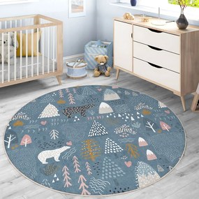 Син детски килим подходящ за пране ø150 cm Forest Land – Mila Home