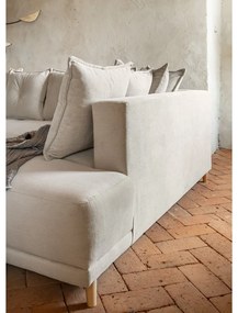 Бежов ъглов диван от велур (десен ъгъл/U-образна форма) Lazy Lukka - Miuform