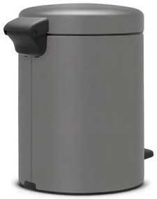 Кош за боклук с педал Brabantia NewIcon 1001097, 5 л, Плавно затваряне, Противоплъзгаща основа, Минерално покритие, Сив