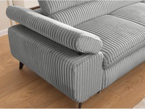 Светлосив ъглов диван от рипсено кадифе (десен ъгъл L форма) Marbeya – Ropez