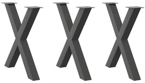4012990 vidaXL Крака за трапезна маса, X-образни, 3 бр., антрацит, 70x(72-73) см, стомана
