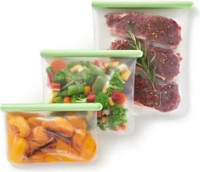 Торбичка за съхранение и замразяване Lekue 1010206, 21.5x18.5 см, 1 л, Платинен силикон, -20°C/+80°C, Зелен