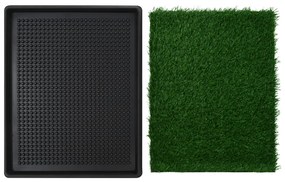 Кучешка тоалетна с тава и изкуствена трева, зелена, 64x51x3 см