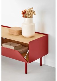 Червена маса за телевизор от декор от дъб 180x45 cm Arista – Teulat