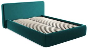 Тюркоазено двойно тапицирано легло с място за съхранение и включена подматрачна рамка 140x200 cm Kiana – Makamii