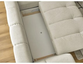 Бежов сгъваем/с място за съхранение ъглов диван (десен ъгъл/L форма) Fuji – Bobochic Paris