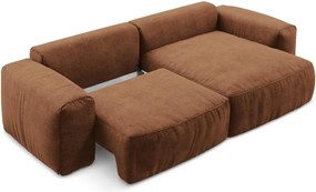 Теракотен шенилов сгъваем ъглов диван (десен ъгъл) Kuki – Makamii