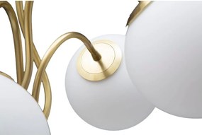 Бяла/златистa настолна лампа със стъклен абажур (височина 74 cm) Glamy – Mauro Ferretti