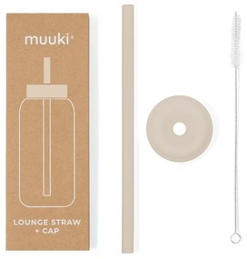 Силиконова сламка с четка за почистване и капак Summer Sand – Muuki