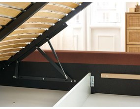 Оранжево тапицирано двойно легло с място за съхранение с решетка 180x200 cm Jagna - Bobochic Paris