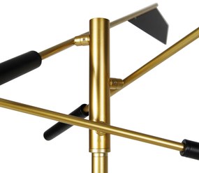 Дизайнерски подов аплик черен със злато 3-светлина - Sinem