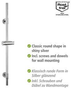 Стенна пръчка за душ от неръждаема стомана в блестящо сребристо 66 см Basic - Wenko