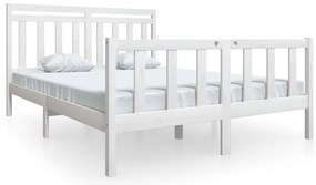 3100969 vidaXL Рамка за легло, бяла, дърво масив, 160х200 см