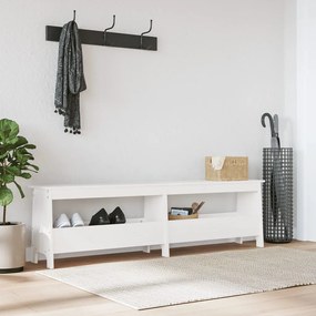 837380 vidaXL Пейка за антре, бяла, 160x28x45 см, борово дърво масив