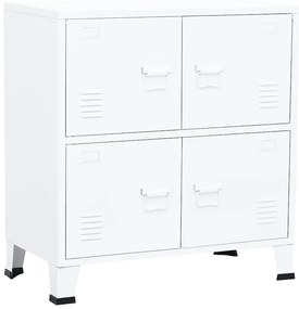339626 vidaXL Индустриален скрин за съхранение, бял, 75x40x80 cм, стомана
