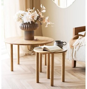 Кръгла масичка за кафе от масивен дъб в естествен цвят ø 70 cm Jena – House Nordic