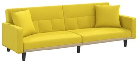 351879 vidaXL Разтегателен диван с възглавници, светложълт, плат
