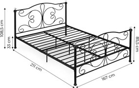 Модерно метално легло със стабилна рамка и висока табла Ширина: 140 см | Дължина: 200 см