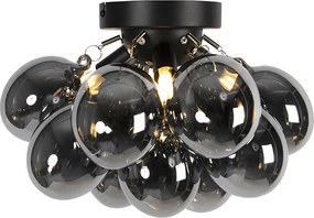 Интелигентна таванна лампа черна с димно стъкло 3 светлини вкл. 3 WiFi G9 - Uvas