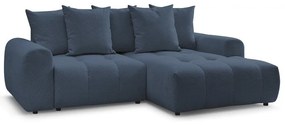 Син шенилов разтегателен ъглов диван с място за съхранение (десен ъгъл) Roxelane – Bobochic Paris