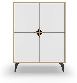 Шкаф в дъбов декор в бял и естествен цвят 90x120 cm Nola - Marckeric