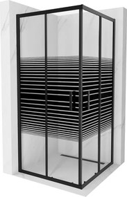 Mexen Rio квадратна душ кабина 90 x 90 см, черни ленти, черна - 860-090-090-70-20