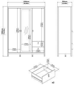 Сиво-бежов гардероб с огледало 150x199x58 cm Madrid – Tvilum