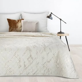 Кадифена покривка за легло с мраморен принт - бяла Ширина: 200 см | Дължина: 220 см