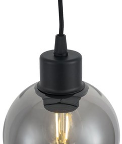 Модерна висяща лампа черна с димно стъкло за 1-фазна релсова система - Iconic Lava