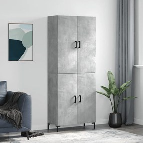 3195679 vidaXL Висок шкаф, бетонно сив, 69,5x34x180 см, инженерно дърво