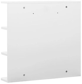 Шкаф с огледало за баня, бял, 66x17x63 см, МДФ