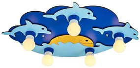 Детско таванно осветително тяло LUCCA 5xE27/24W/230V синьо