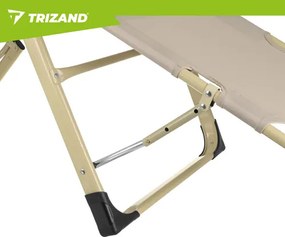 Сгъваем градински, плажен шезлонг с възглавница и облегалка за глава - златиста конструкция