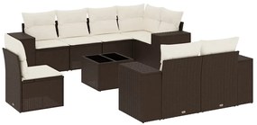 3222852 vidaXL Градински комплект диван с възглавници 9 части кафяв полиратан