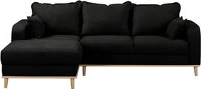 Черен ъглов диван (ляв ъгъл) Beata - Ropez