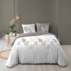 Бяло-сиво двойно памучно спално бельо 200x200 cm Goyave – douceur d'intérieur
