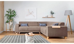 Кафяв разтегателен/с място за съхранение ъглов диван (десен ъгъл/L форма) Classy Sophie – Miuform