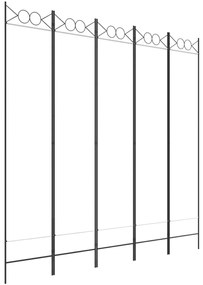 350154 vidaXL Параван за стая, 5 панела, бял, 200x200 см, текстил