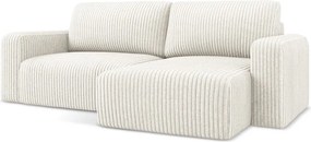 Кремав сгъваем/с място за съхранение ъглов диван от рипсено кадифе (десен ъгъл) Kona – Makamii