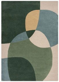 Зелен ръчно изработен вълнен килим 120x170 cm Glow Green &amp; Blue – Flair Rugs