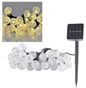 LED соларен гирлянд 30xLED, 8 функции, 300 mAh, 4,9 м, IP44, топла бяла