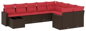 3219454 vidaXL Градински комплект диван с възглавници 10 части кафяв полиратан
