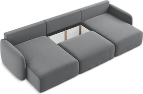 Сив кадифен сгъваем/с място за съхранение ъглов диван (U форма) Kalena – Makamii