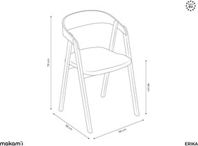 Светлосив трапезен стол от масивна дървесина Erika – Makamii