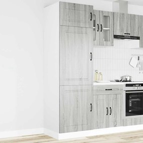 853633 vidaXL Кухненски шкаф, Kalmar, сив сонома, инженерно дърво
