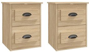 816399 vidaXL Нощни шкафчета за стенен монтаж 2 бр сонома дъб 41,5x36x53 см