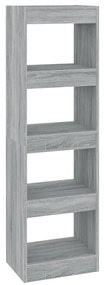 813591 vidaXL Библиотека/разделител за стая, сив сонома, 40x30x135 см