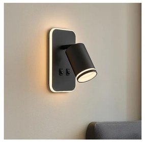 LED стенен спот PIPE 1xGU10/10W/230V + LED/6W черен